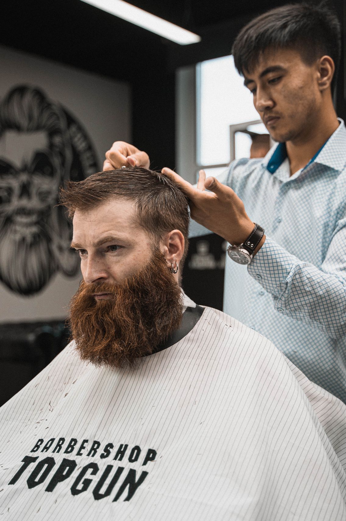 Man getting hot towel shave